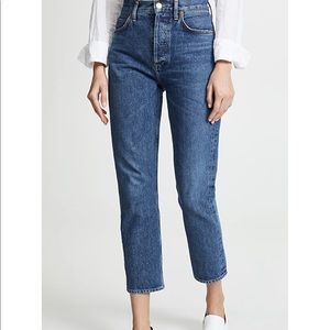 AGOLDE Riley Straight Leg Crop Jeans in Air Blue